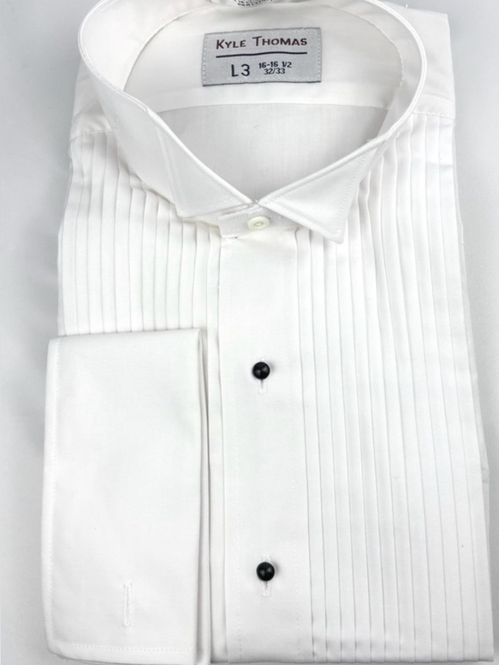 NWT Tuxedo Formal Attire Button Up White Dress Shirt Long Slv, L3 16-16.5 32/33